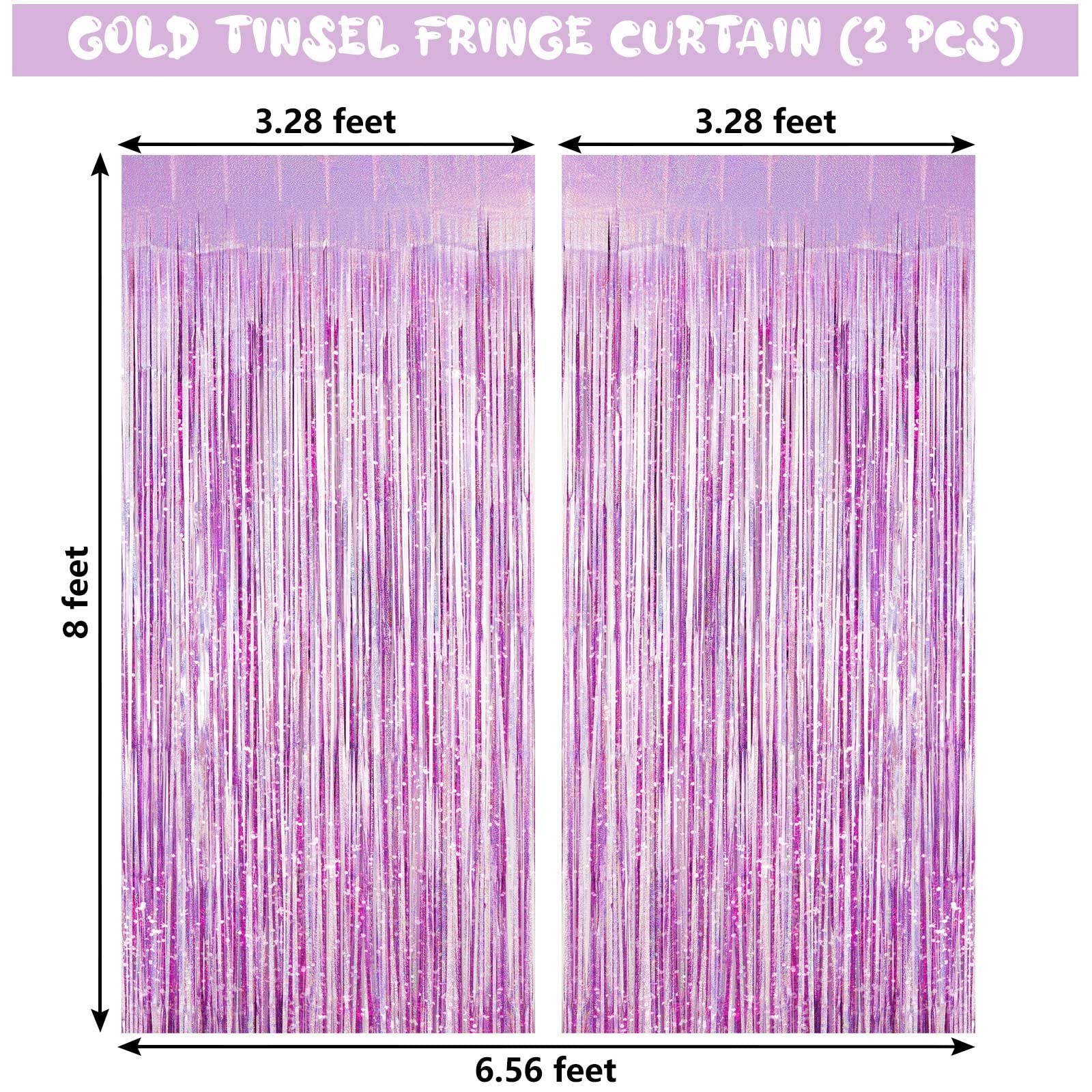 Light Purple Fringe Curtain Backdrop, 2 Pack Tinsel Foil Fringe Curtains Part…