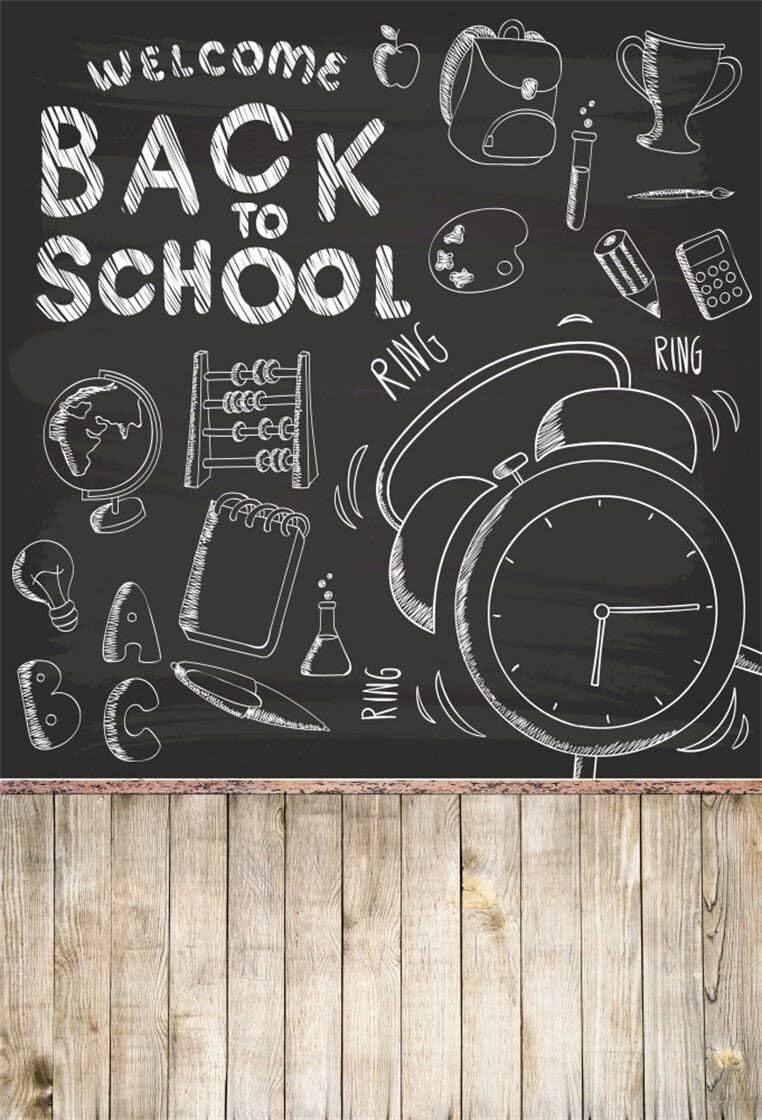 6x8ft Welcome Back to School Backdrop Chalkboard Drawing Photography Prop