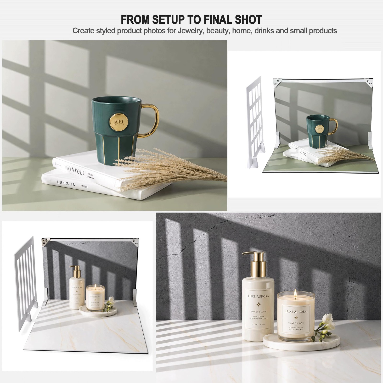 Yoocheese Photo Backdrop for Product Photography – Tabletop Backdrop Kit with…