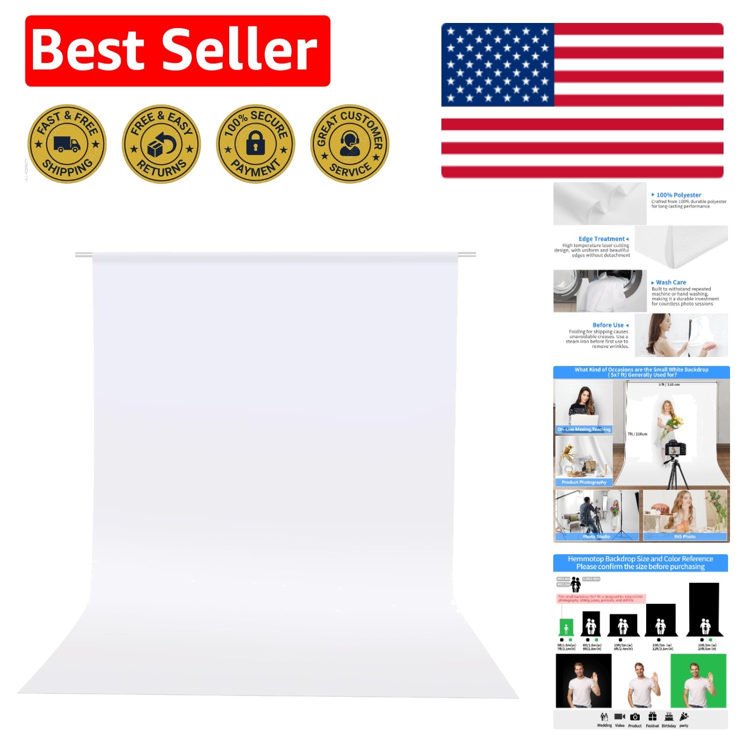 Versatile 5×7 ft White Photography Backdrop – Perfect for Birthdays & More