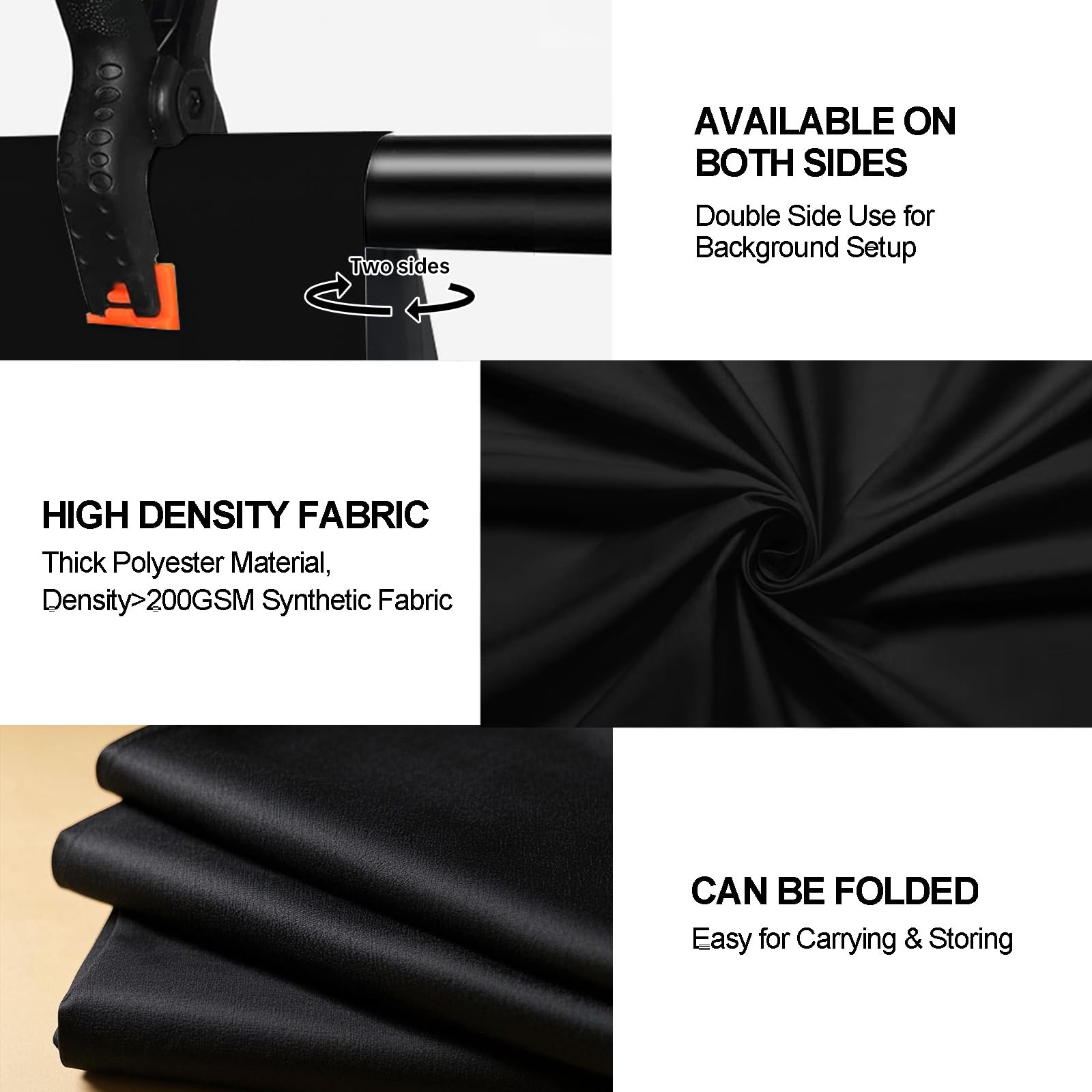 8×10 FT Black Backdrop for Photography, Large Black Screen for Portraits, Bac…