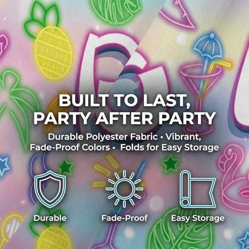 Colorful Birthday Backdrop Banner for Party, Large Photo Pool Party Blue