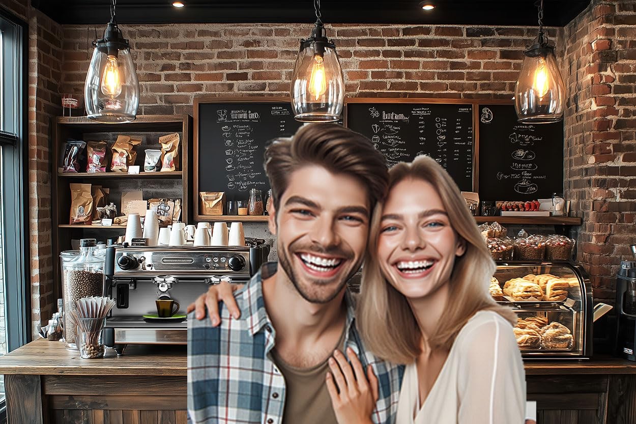 7X5ft Coffee Shop Party Backdrop Photography Background, Central 7X5FT, Brown