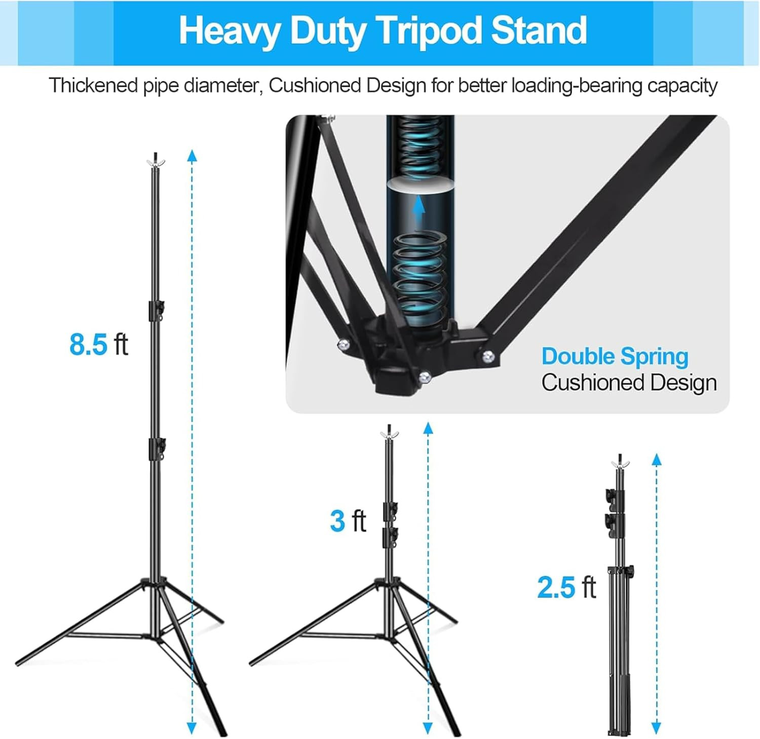 Adjustable 8.5x10ft Heavy Duty Backdrop Stand with Carry Bag for Photography