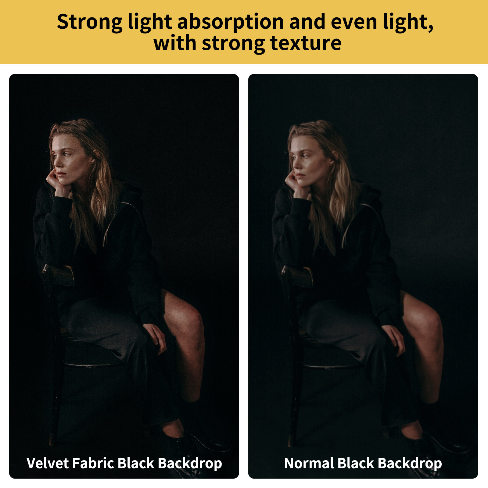 Non-Reflective Fabric Portrait Black Backdrop Photography Photo Backgroud Studio