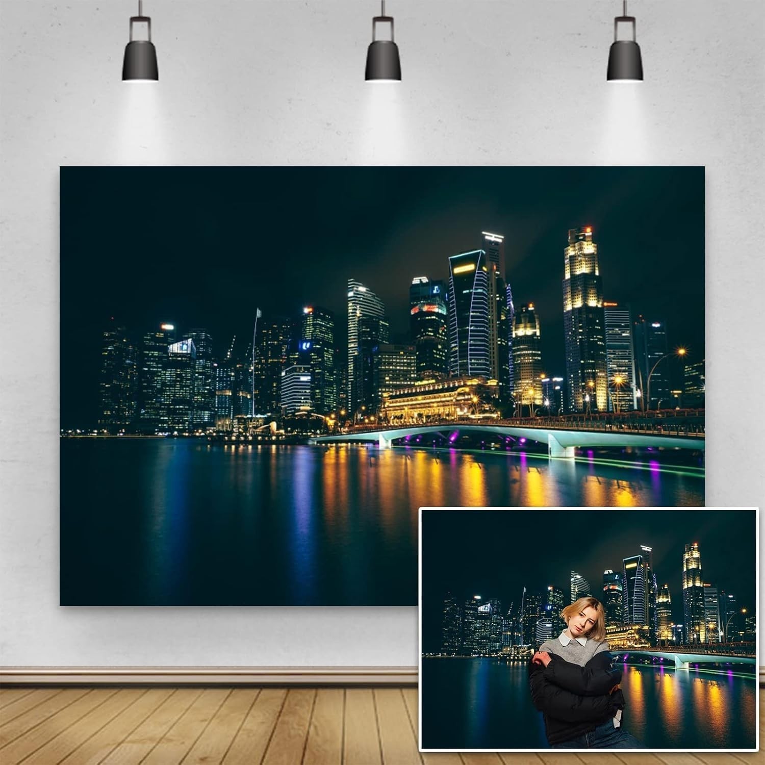 15x10ft Famous City Night View Backdrop High-Rise Building Backdrop Modern Scene