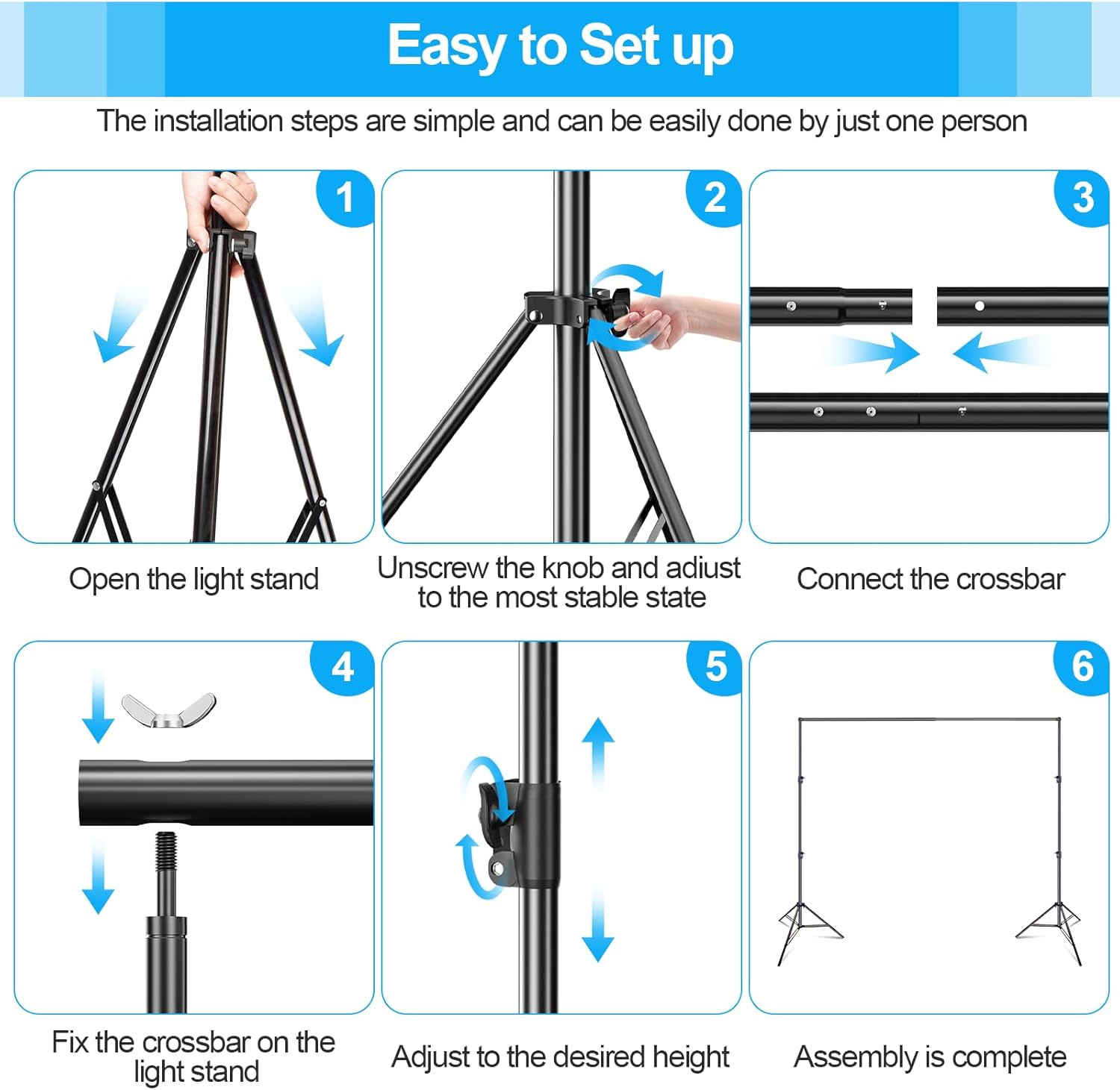 Adjustable 8.5x10ft Heavy Duty Backdrop Stand with Carry Bag for Photography