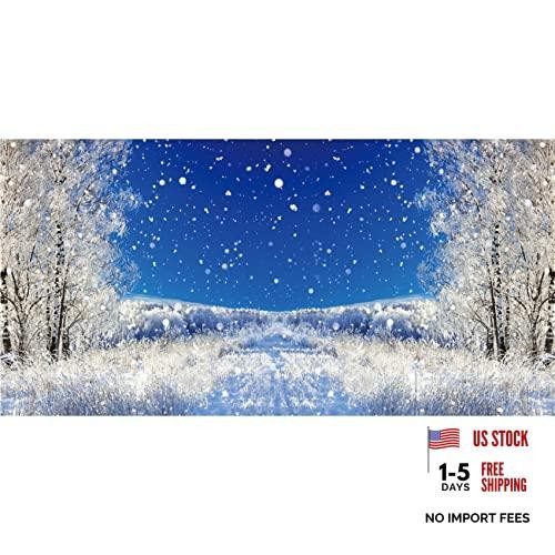 20x10ft Dreamy Forest Snowflake Background Winter Alps Snowy Landscape
