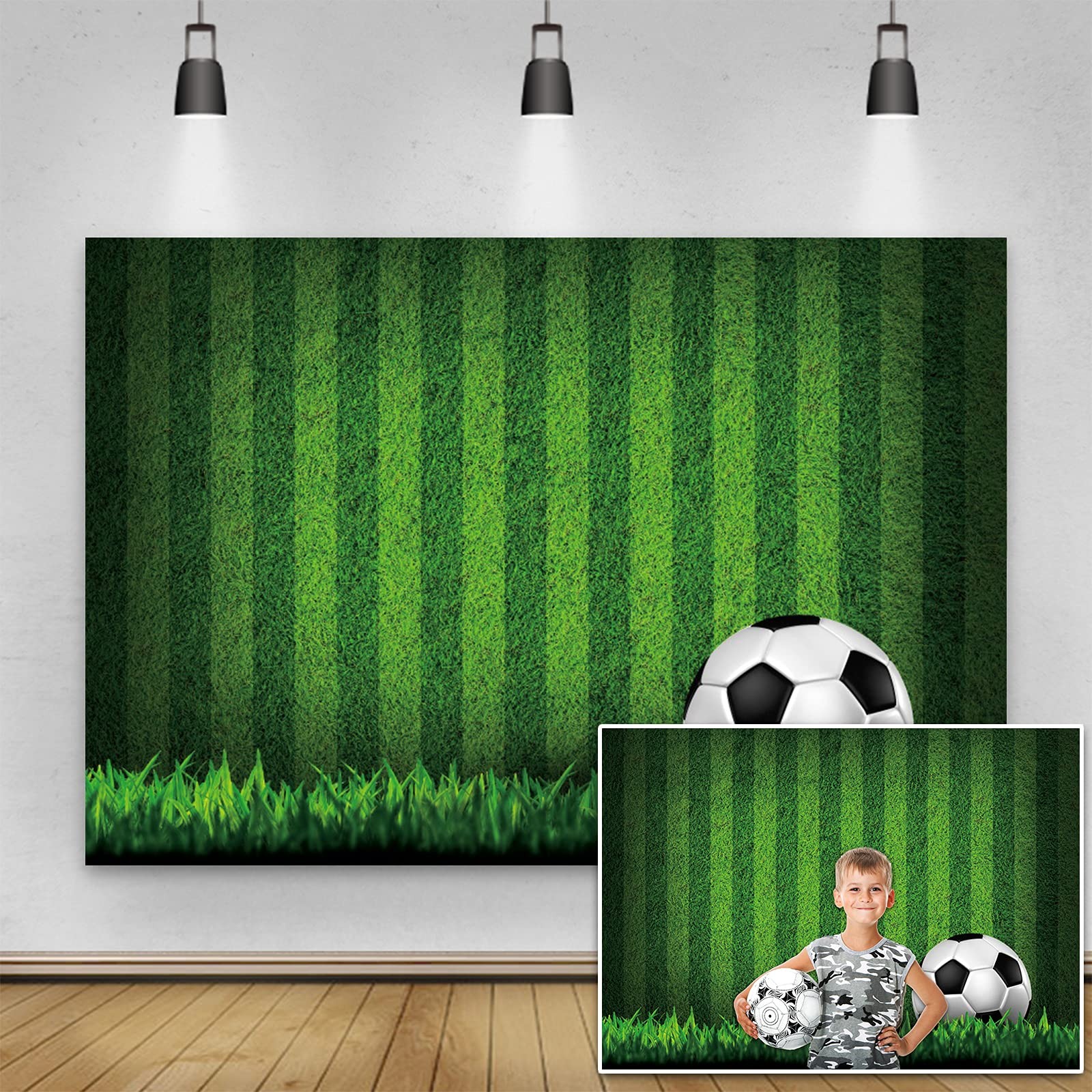Yeele 10x8ft Grass Field Backdrop Soccer Pitch Stadium Green Grass Photograph…