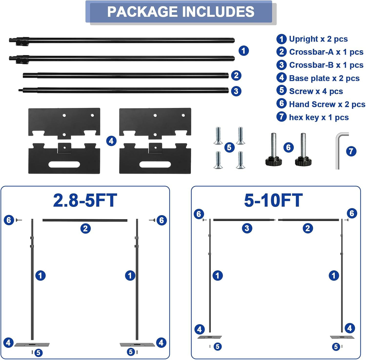 8.5X10Ft Backdrop Stand, Adjustable Photography Background Frame, Heavy Duty Pip