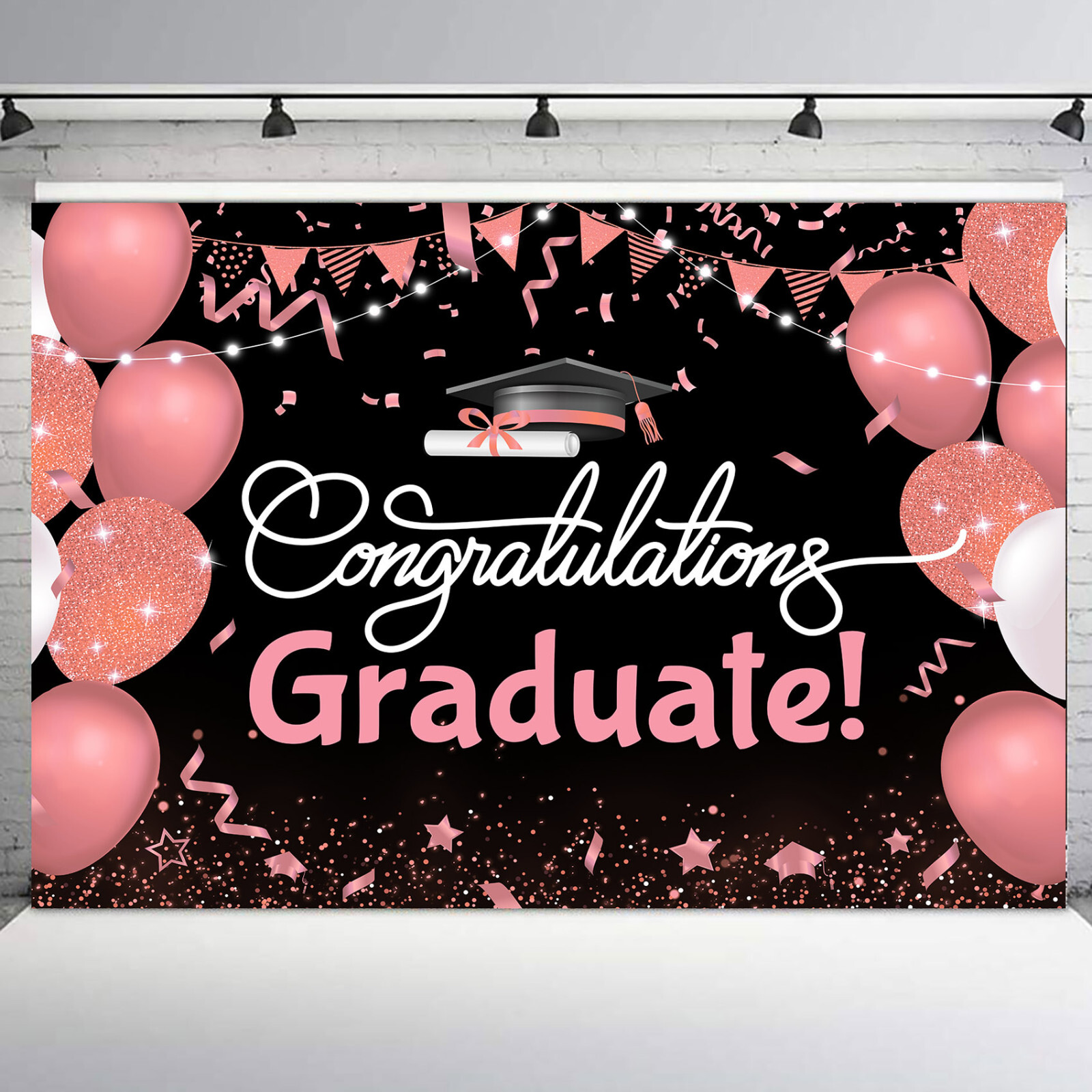 10x8ft Balloon Black and Gold 2024 Graduation Photo Background Studio Props