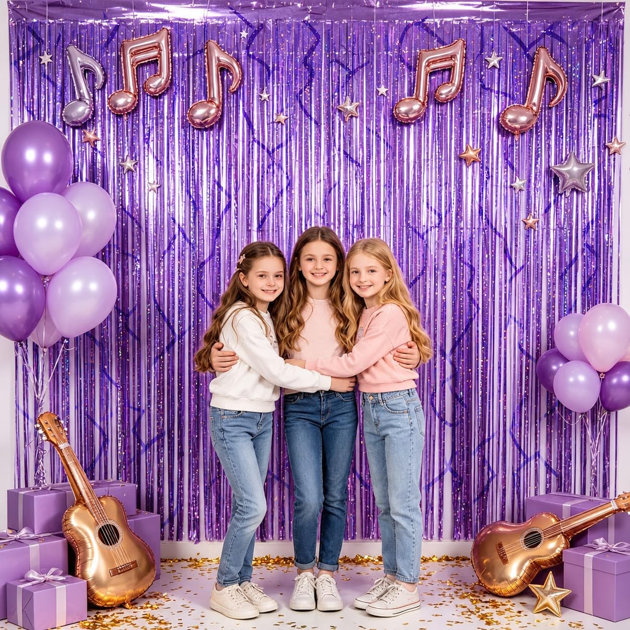 K-Style Purple Foil Fringe Curtains Party Decorations 3.3 ft x 6.6 ft,