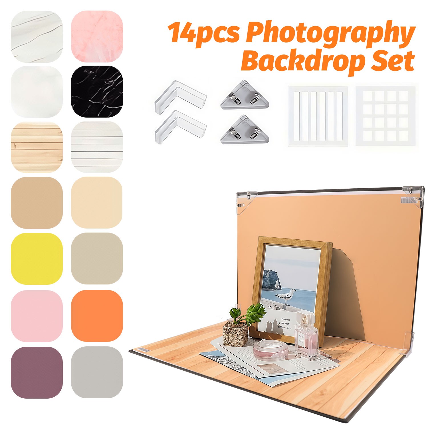 12-22pc Photography Background Paper Photo Prop Backdrop Board For Small Product