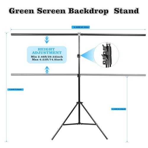 Green Screen Backdrop Kit with Stand – 6.5×5 Ft Portable Green 6.5ft x 5ft