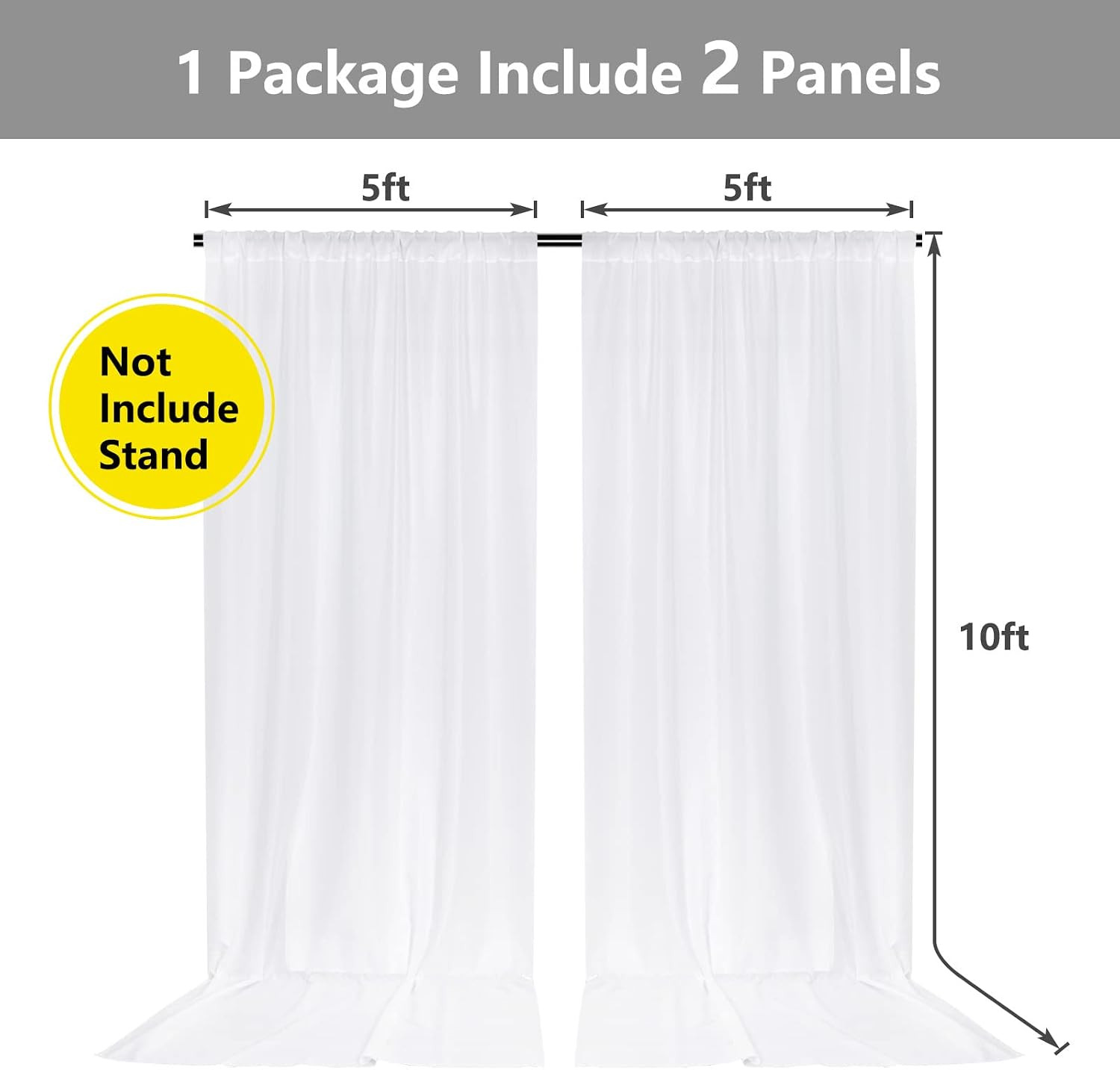 10 ft × 10 ft White Backdrop Curtain for Wedding Decor Holiday Party – White Wed