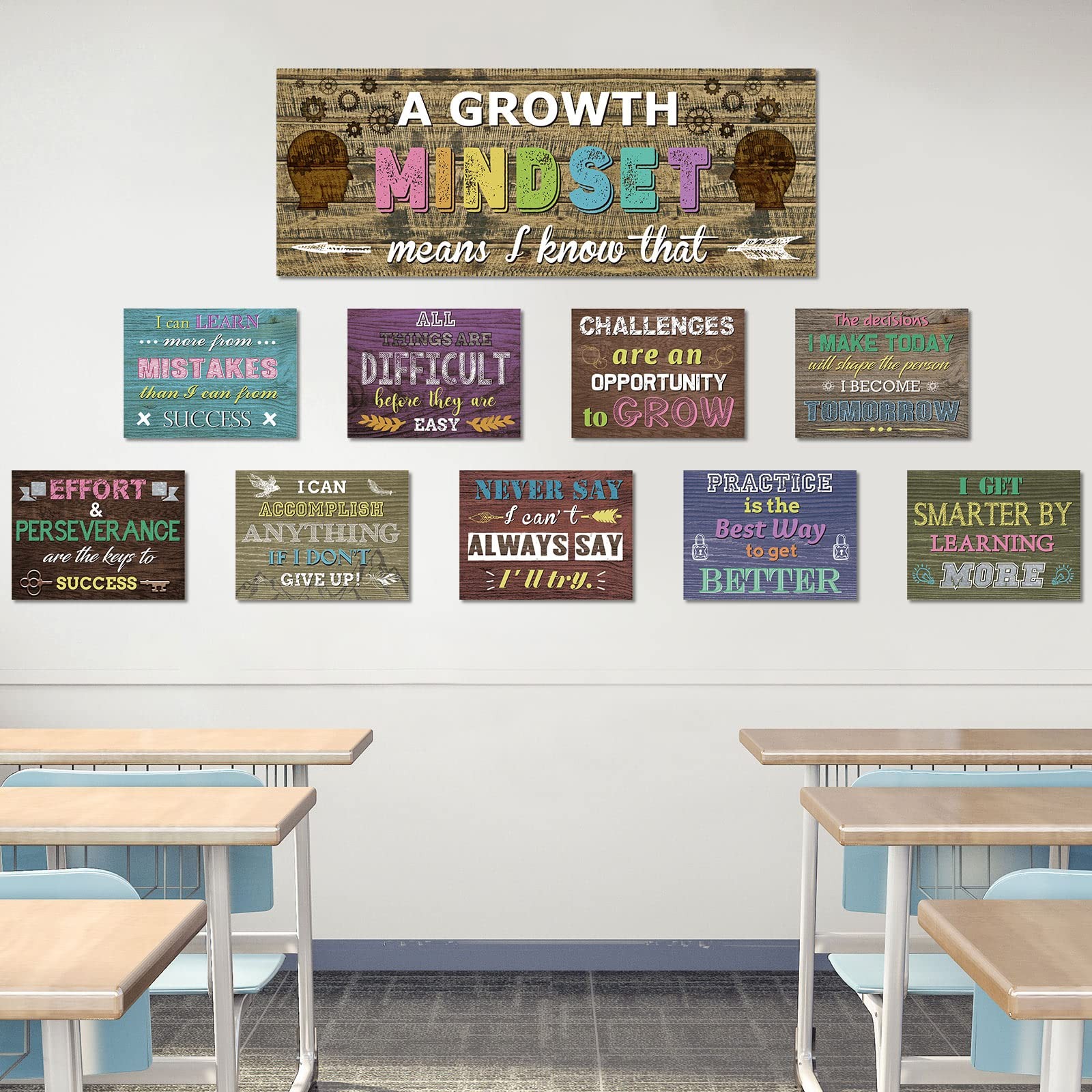 Motivational Posters Set 10pcs Classroom Inspirational Wall Art