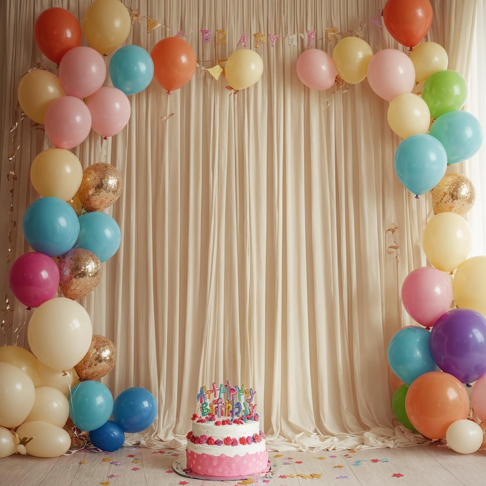 10×10 ft Beige Backdrop Curtains 2 Panels 5×10 ft Wrinkle Free Polyester