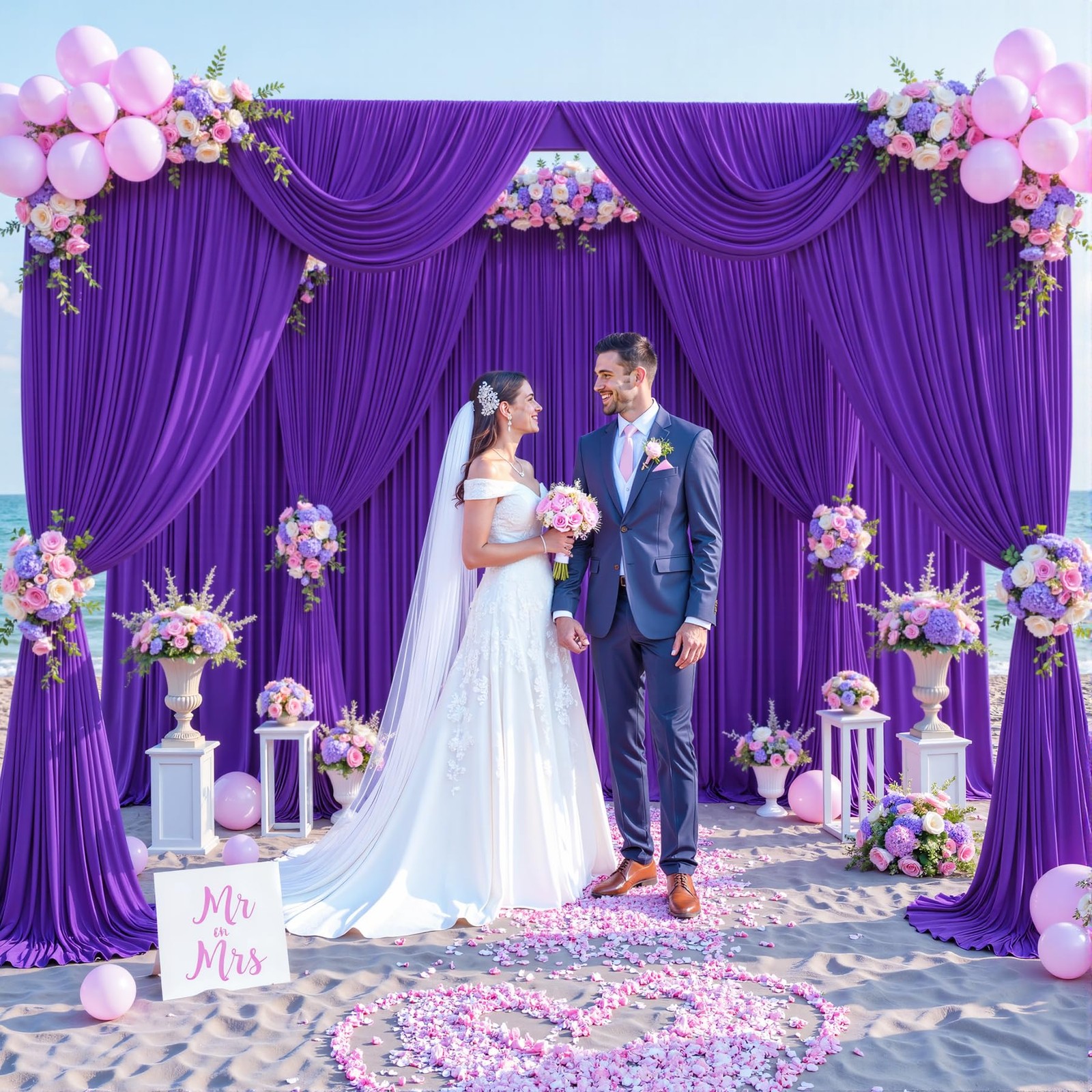 10ft x 10ft Purple Backdrop Curtain for Parties Purple Wrinkle Free Backdrop Dra