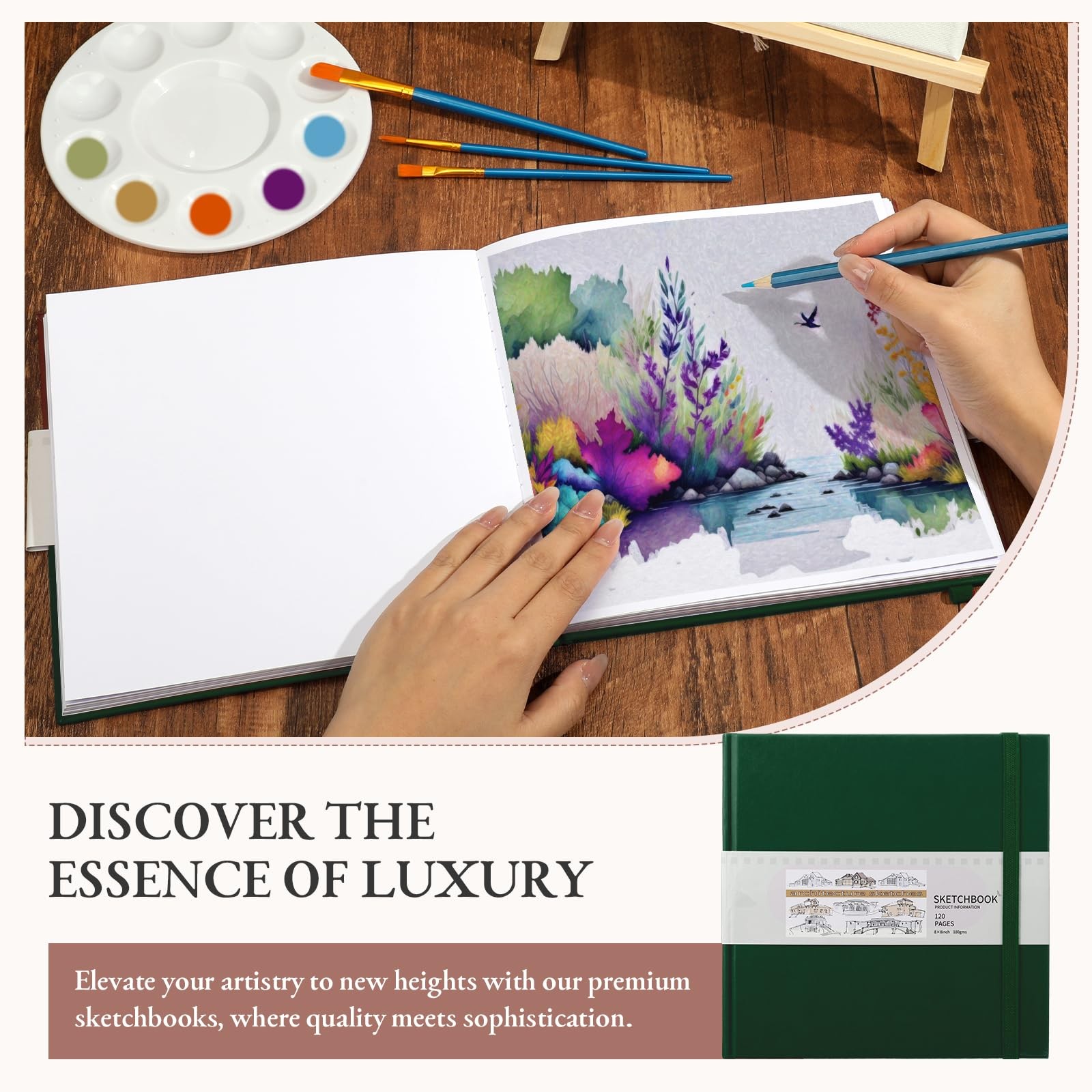 Moinchore Back to School Gifts Square Sketchbook 8 x 8 Inch Hardcover Art Sketch