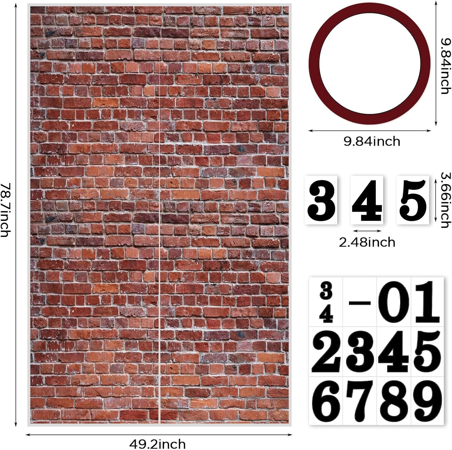 Brick Wall Party Backdrop, Decoration, 1 Count (Pack of 1), Old Red