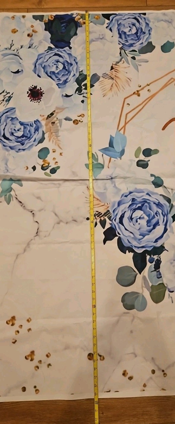 7x5ft Mr and Mrs Floral Backdrop for Wedding/Shower Blue and White Flowers Photo