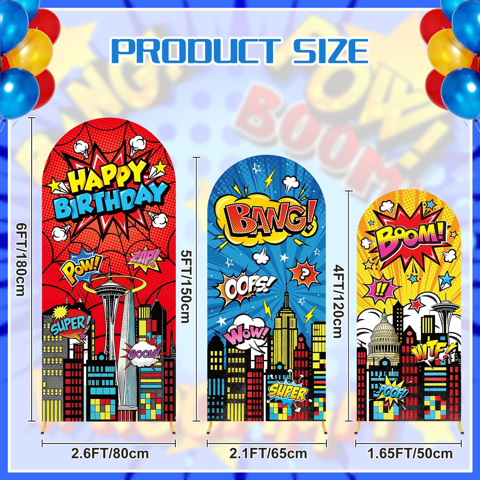 Arch Backdrop Cover Set of 3 4ft, 5ft, 6ft Premium Stretchy Spandex Backdrop …