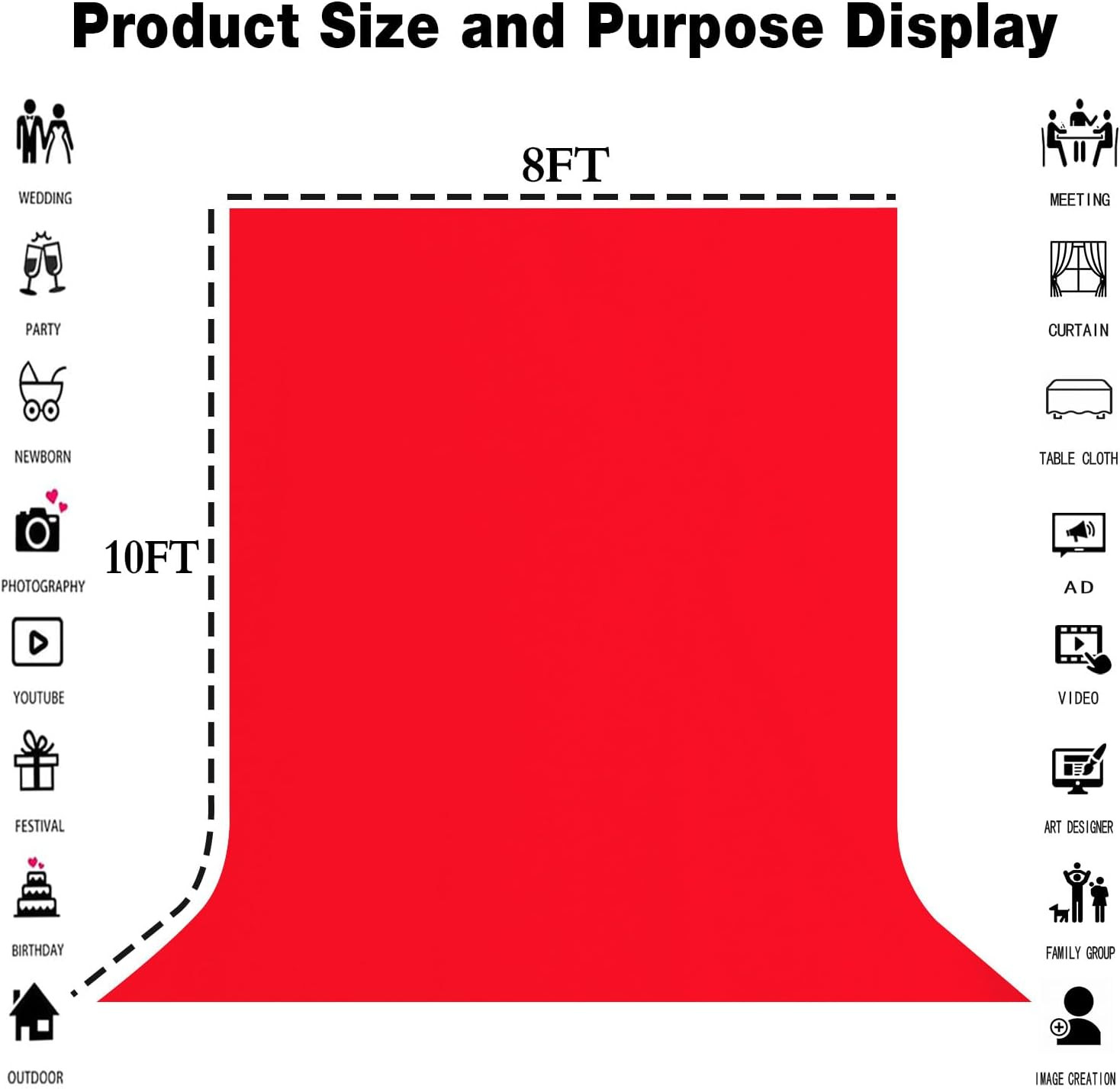 8X10Ft Red Screen Backdrop for Photography Red Photo Booth Backdrop for Photogra