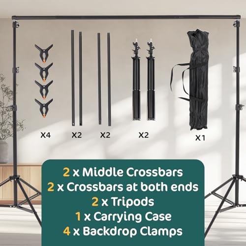 Photo Backdrop Stand 10×8.5ft 10 x 8.5ft Tripods with Threaded Crossbar