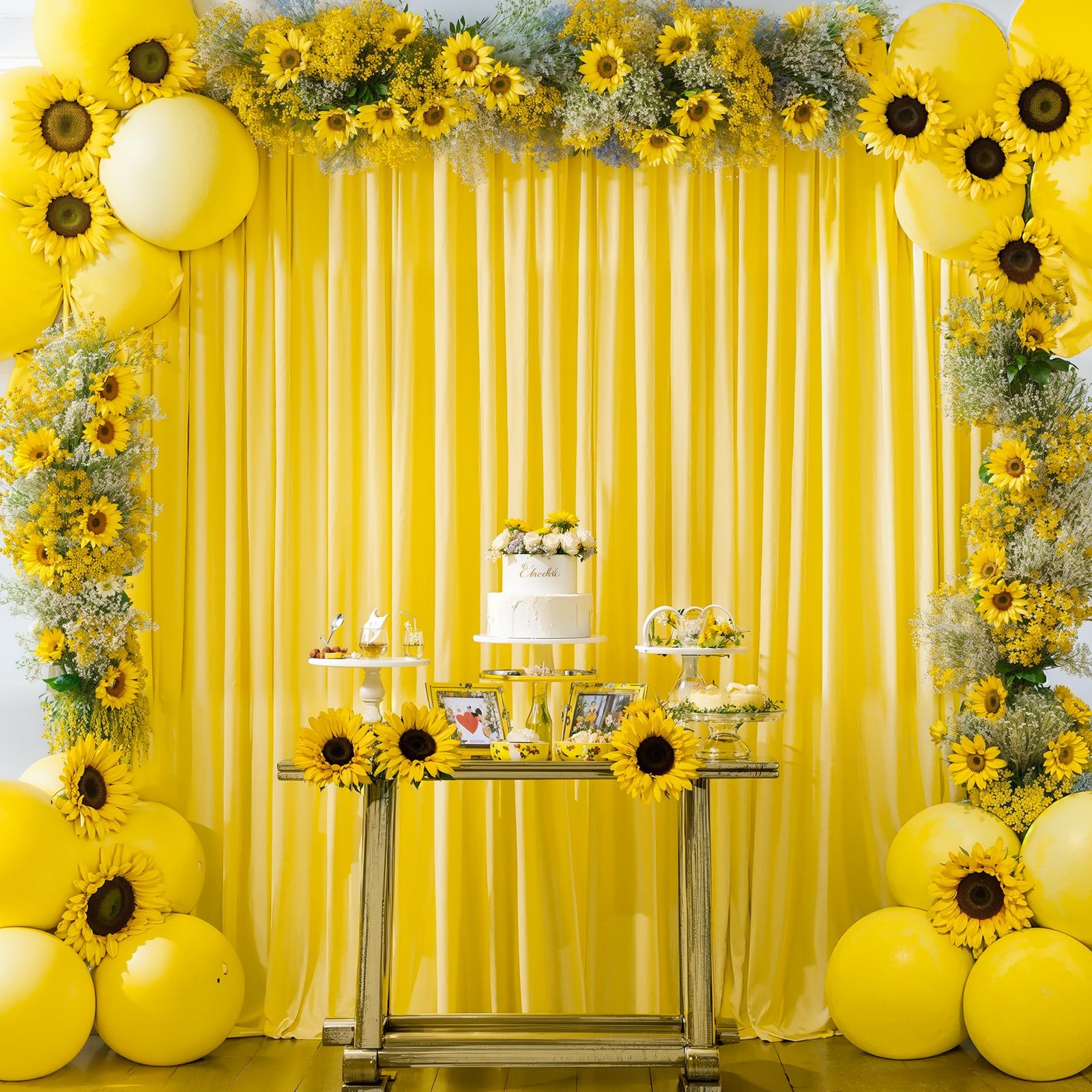 8x10Ft Yellow Backdrop Curtains WrinkleFree Polyester Photography Drapes