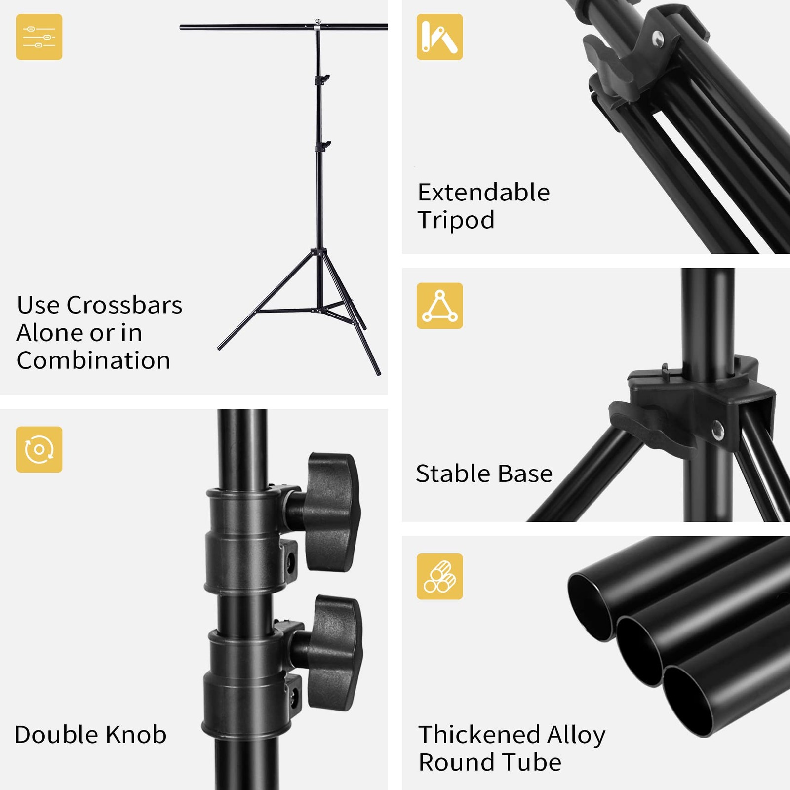 5×6.5ft Adjustable T-Shaped Backdrop Stand Carry Bag 4 Heavy Duty Clamps Kit