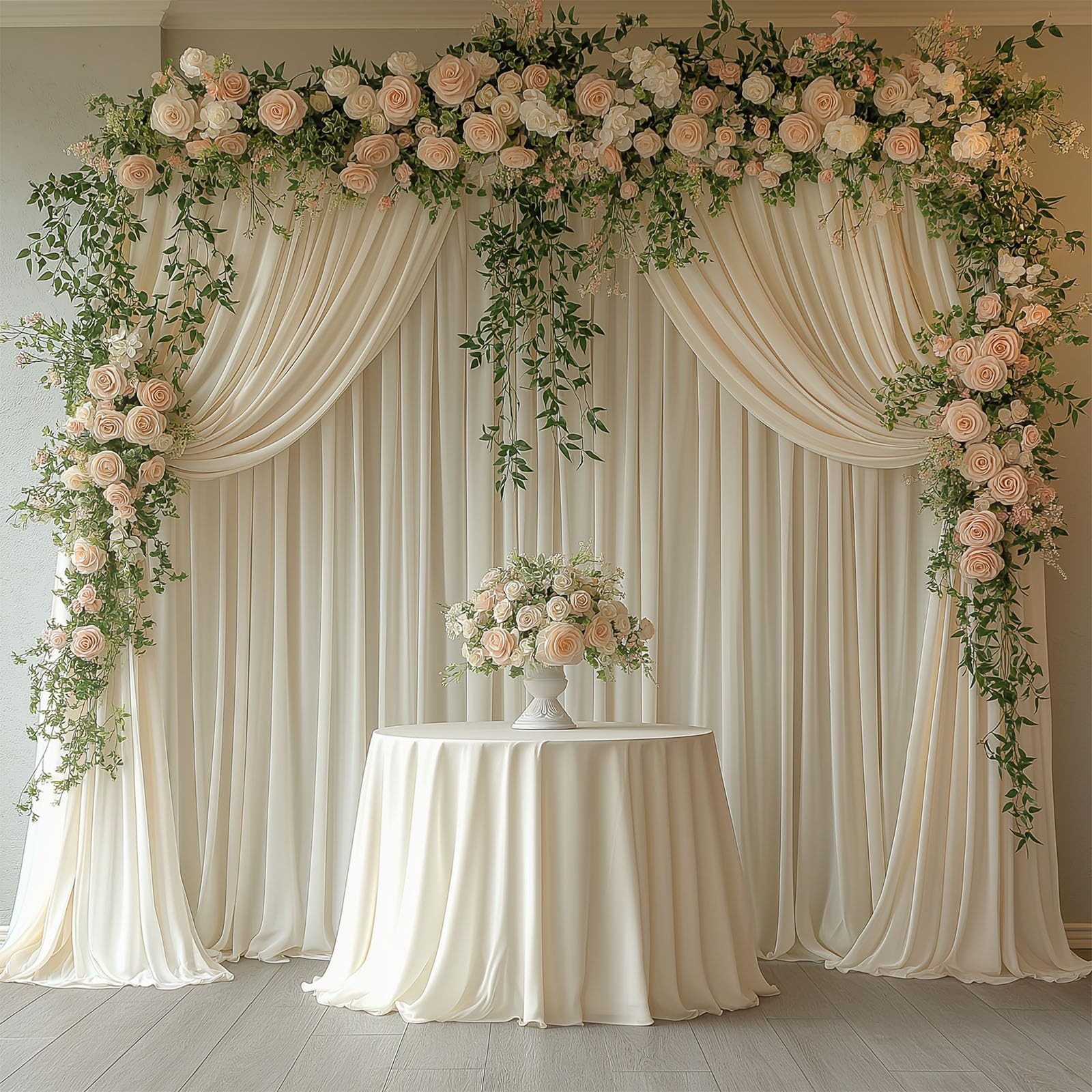 2 Panels Ivory Backdrop Curtain Wrinkle Free Soft Fabric Photography 5×10 Ft