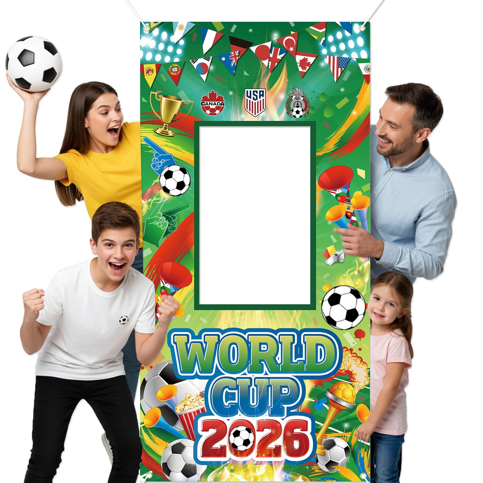 World Cup Decorations Photo Banner Backdrop 71×35 Inches Soccer Party Photo B,