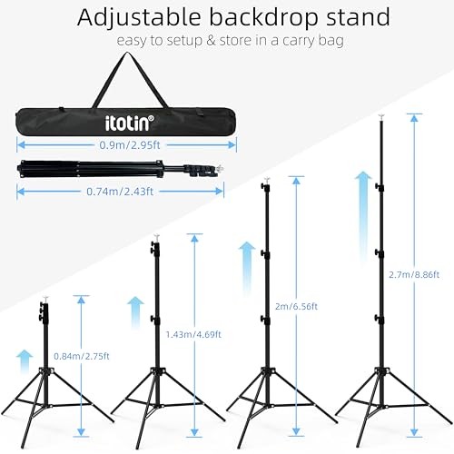 Photo Backdrop Stand 9ft x 10ft Photograhy Adjustable Background 9x10ft Black