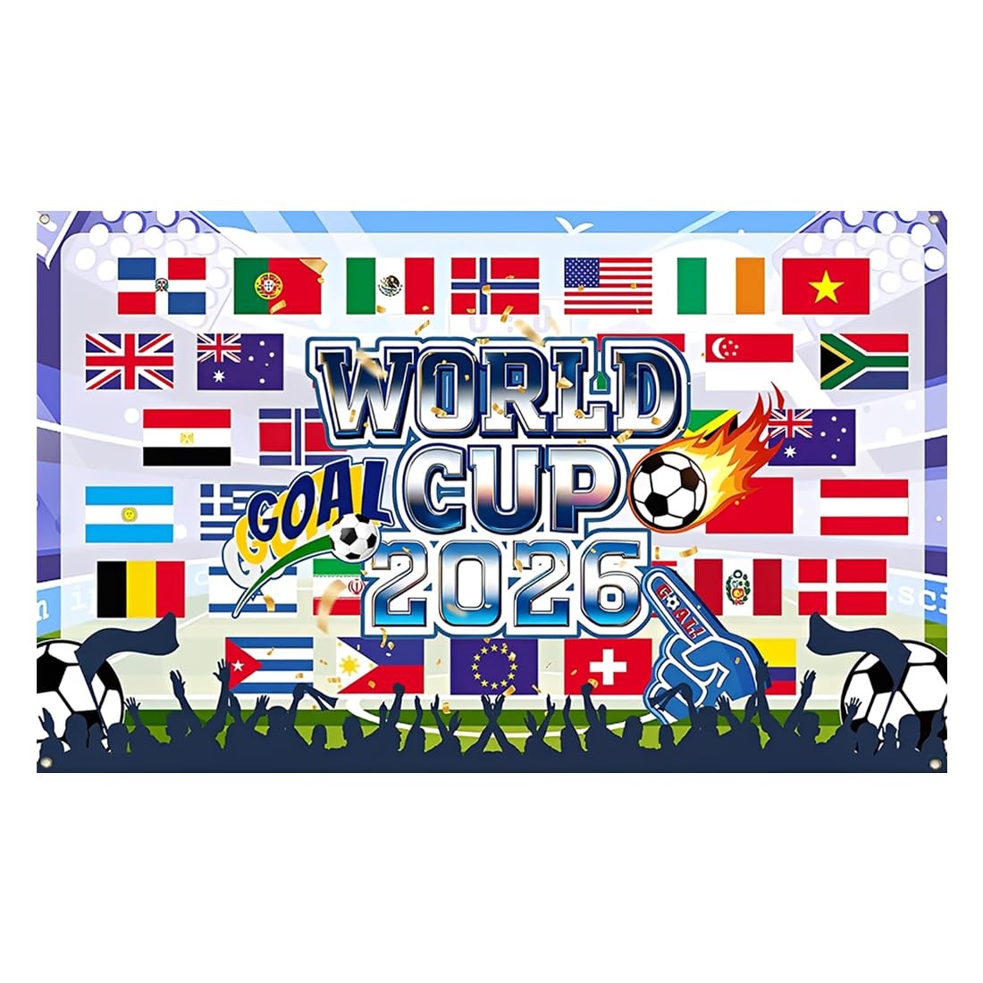 2026 World Cup Backdrop Banner Football Decor Background for Classroom, Office