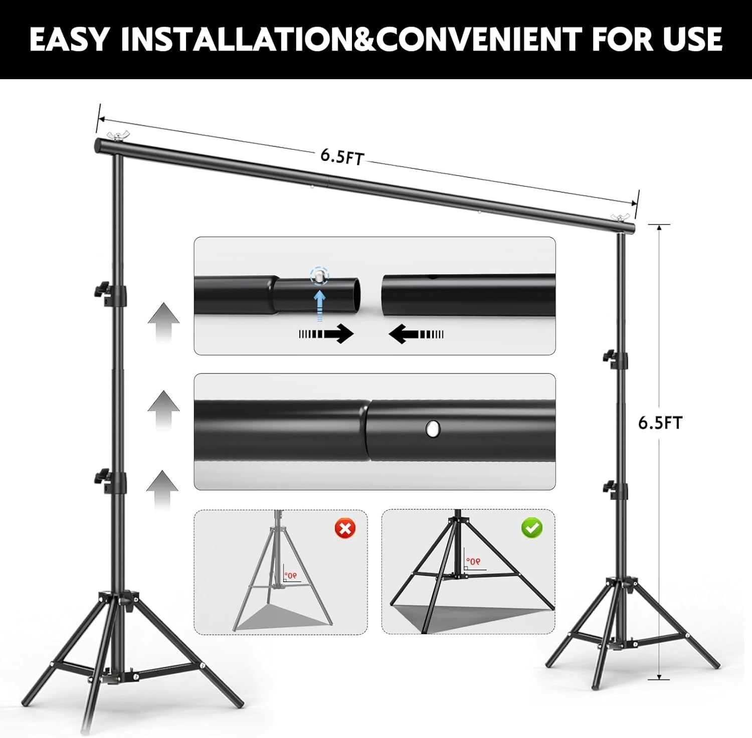 Telescoping 6.5×6.5 FT Photo Background Stand – Multi-Purpose Support for Events
