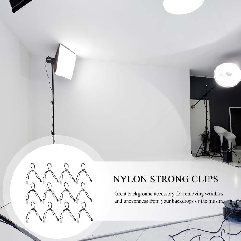 12Pcs Reusable Nylon Background Clips Strong Black Cloth Holder