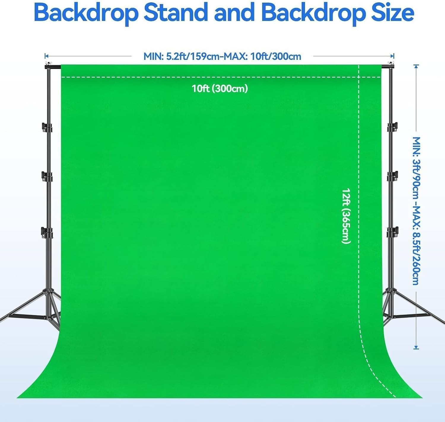 8.5x10ft Green Screen with Sturdy Tripod for Video Production and Live Streaming