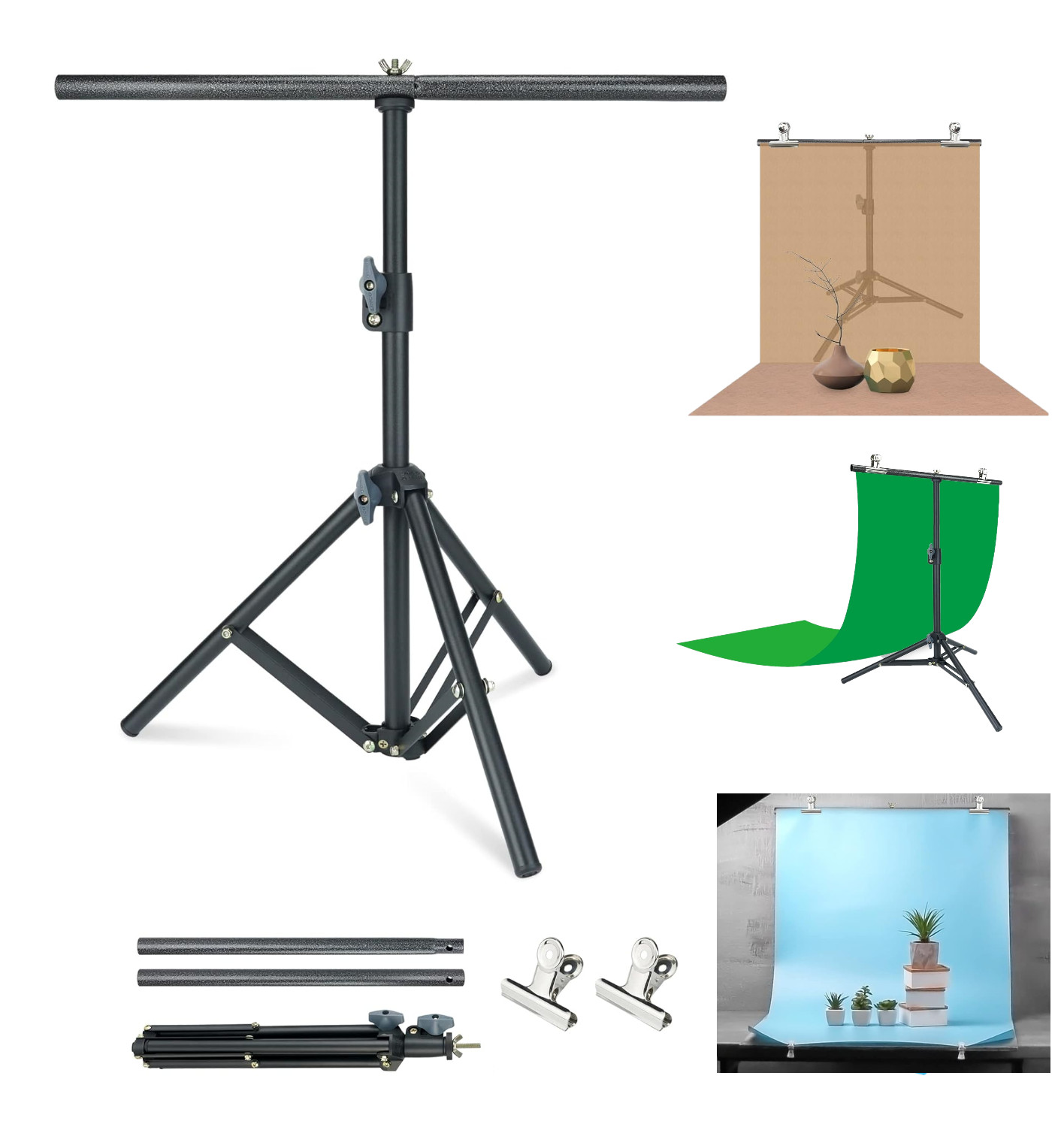 LINCO TableTop 2.2×2.6ft T Shape Photography Backdrop Background Support Stand