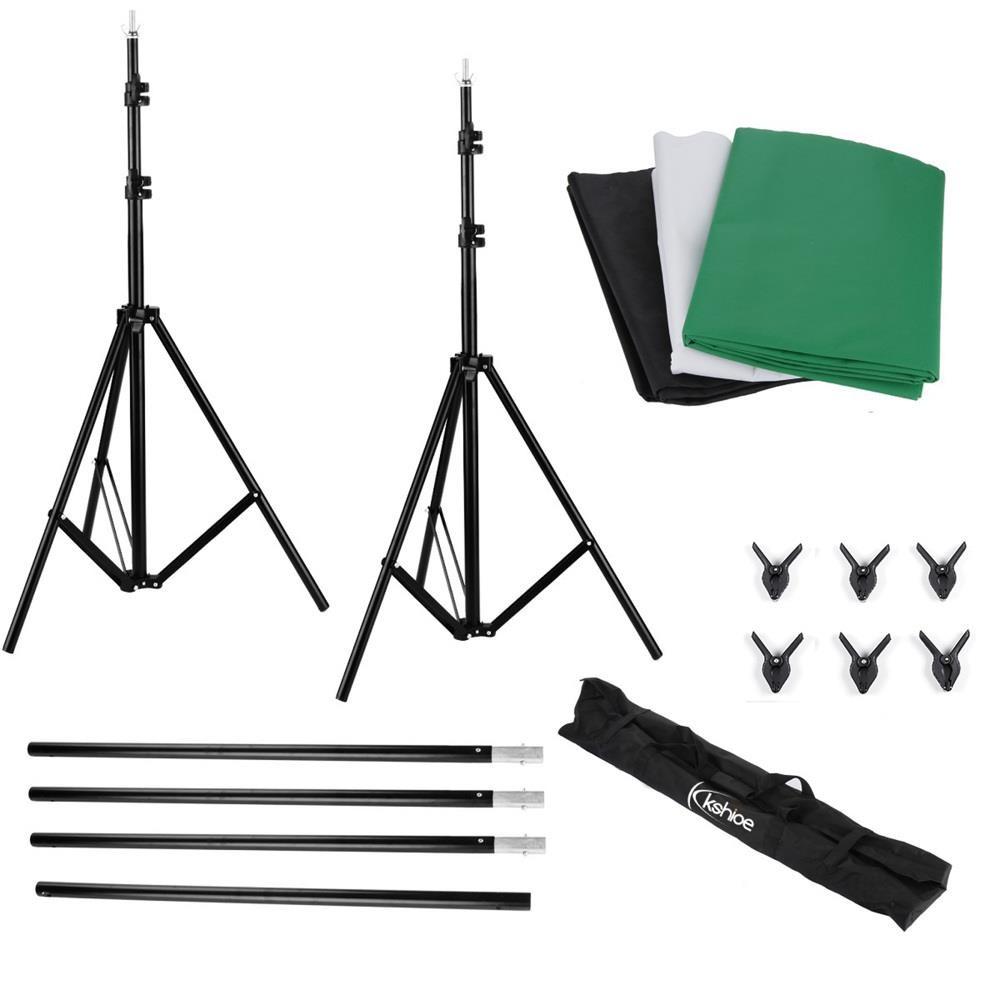 Kshioe New 10Ft Adjustable Background Stand Kit with 3 Colors Non-woven Backdrop