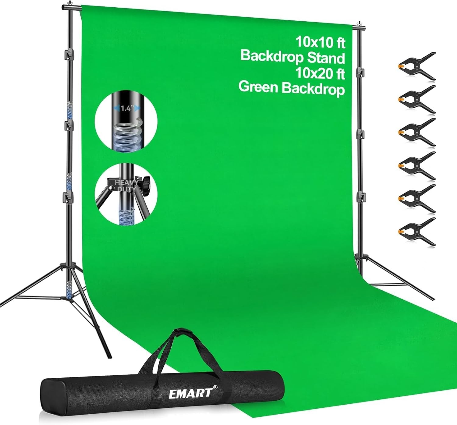 10x20ft Green Screen Kit – Adjustable Photo Studio Stand
