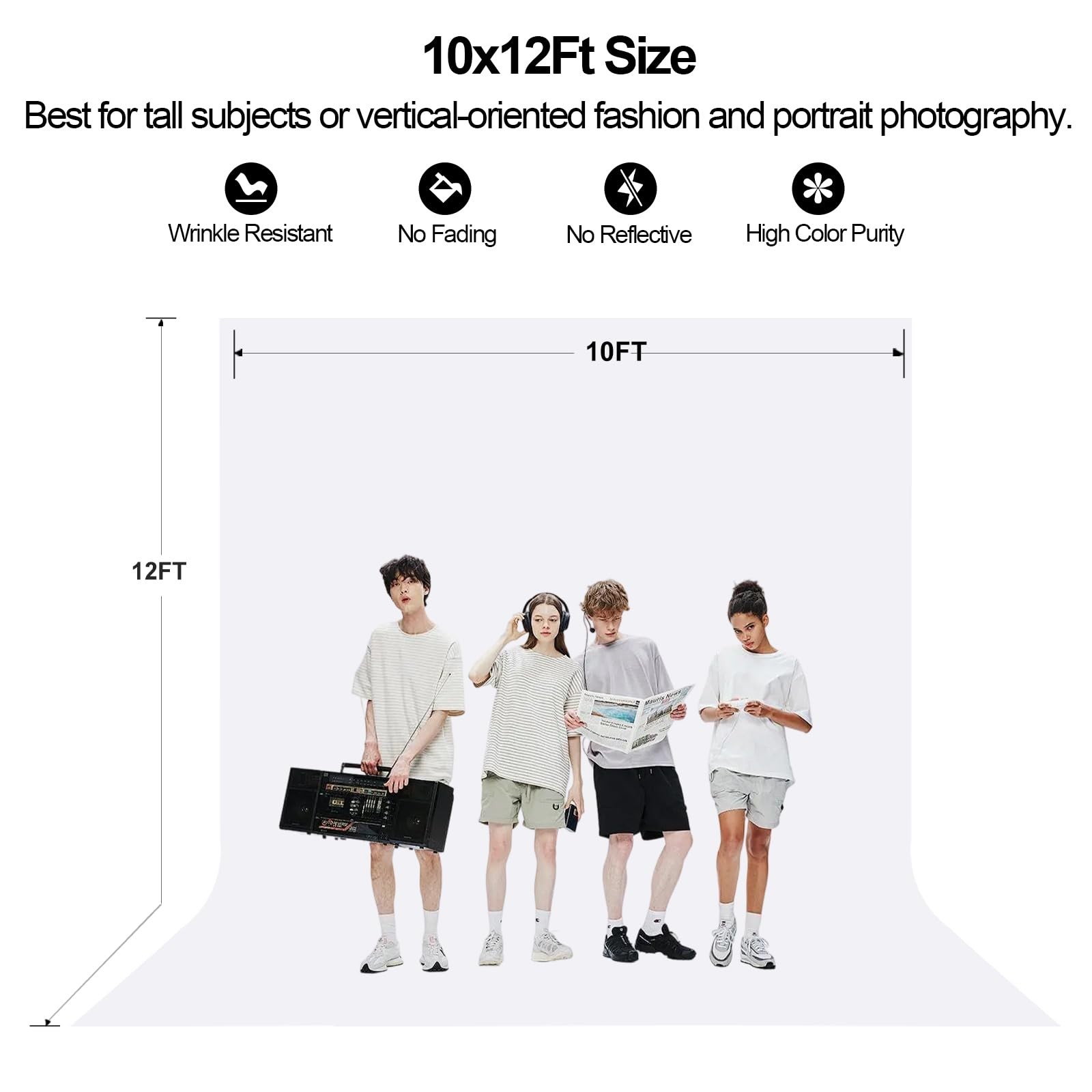 10×12 Ft White Backdrop Photography Cloth Screen Professional Studio Portrait
