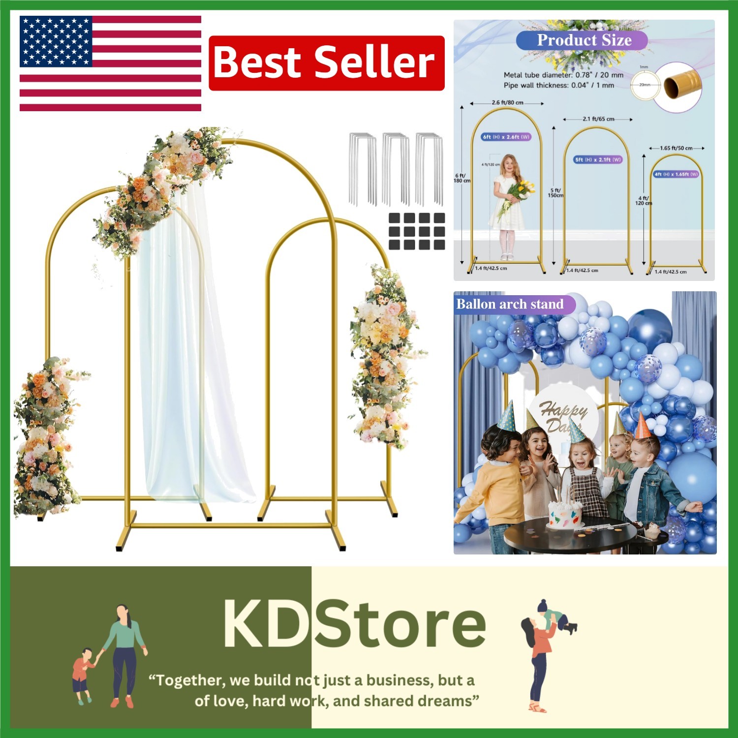 Durable Metal Arch Frame Set of 3 – Stunning Wedding, Birthday & Bridal Decor