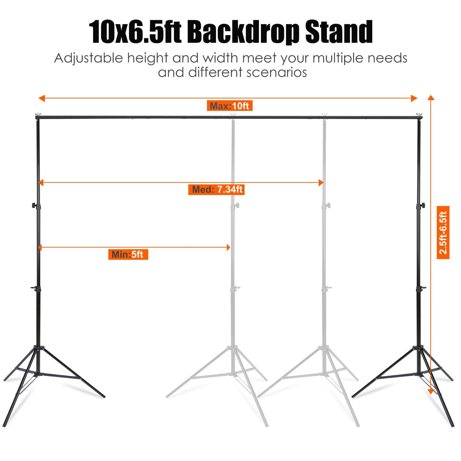 6.5x10ft Photo Backdrop Stand Kit Adjustable Heavy Duty Background Support