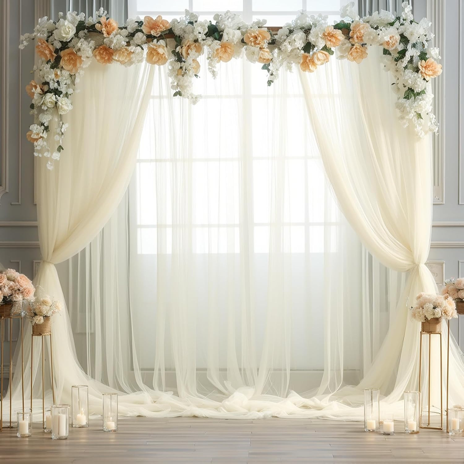 Parties 10Ft X 8Ft Sheer Backdrop Curtains for Bridal Shower Birthday Baby Showe
