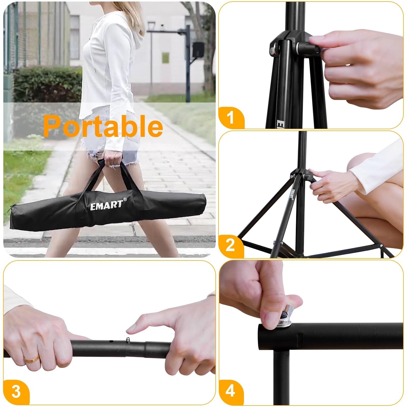 Adjustable Photo Backdrop Stand Kit 8.5x10ft – Photography Support Frame for Eve