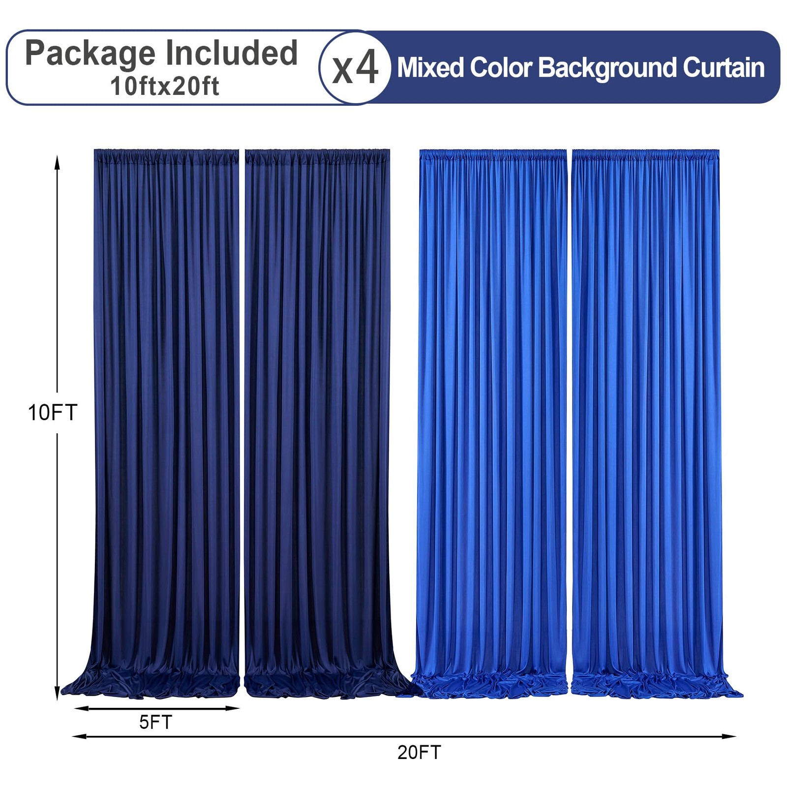 10x10ft Wrinkle Free Royal Blue Backdrop Curtains & Navy Blue Backdrop Drapes…