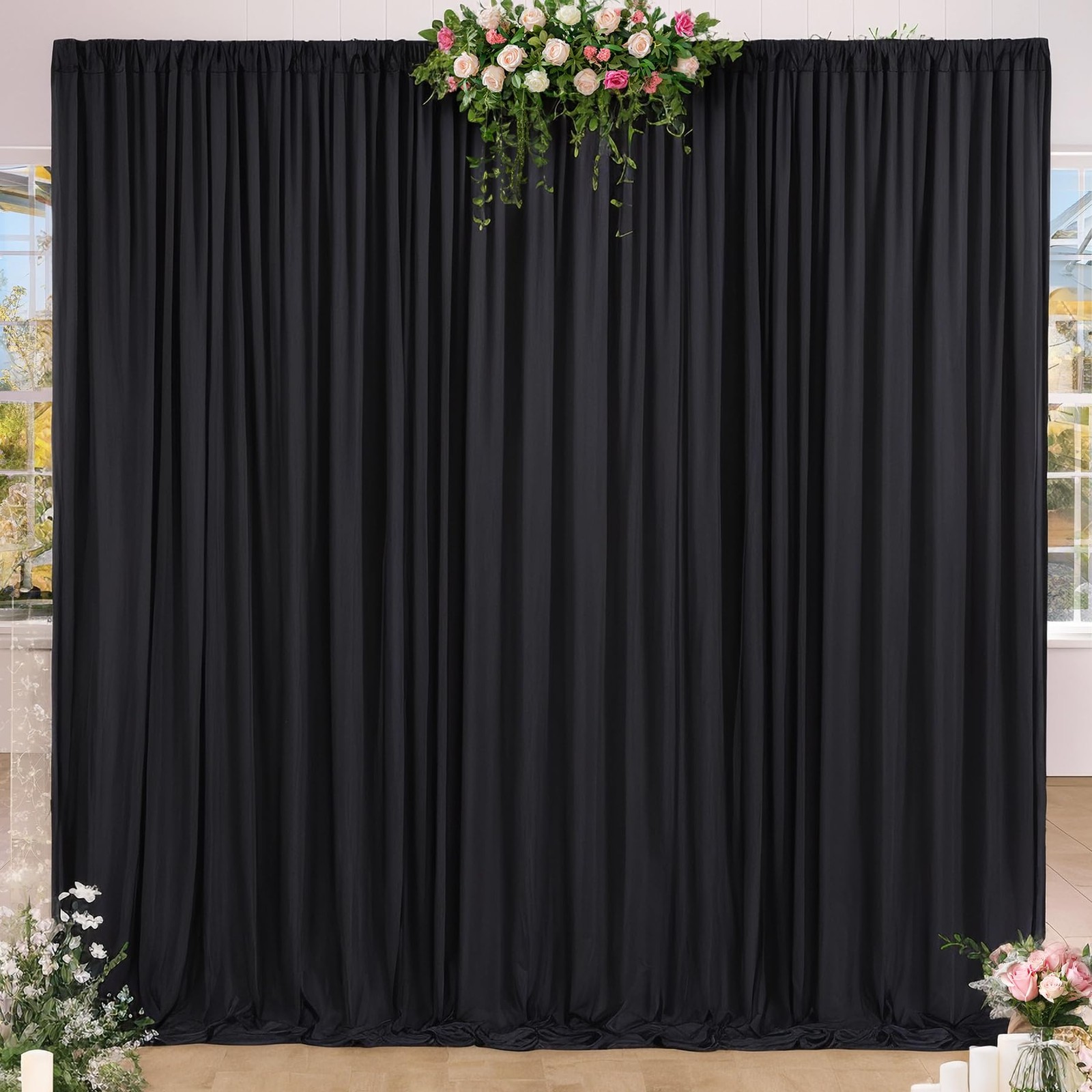 8 x 10ft Black Backdrop Curtains for Party Photo Background Curtains 2 Panels…