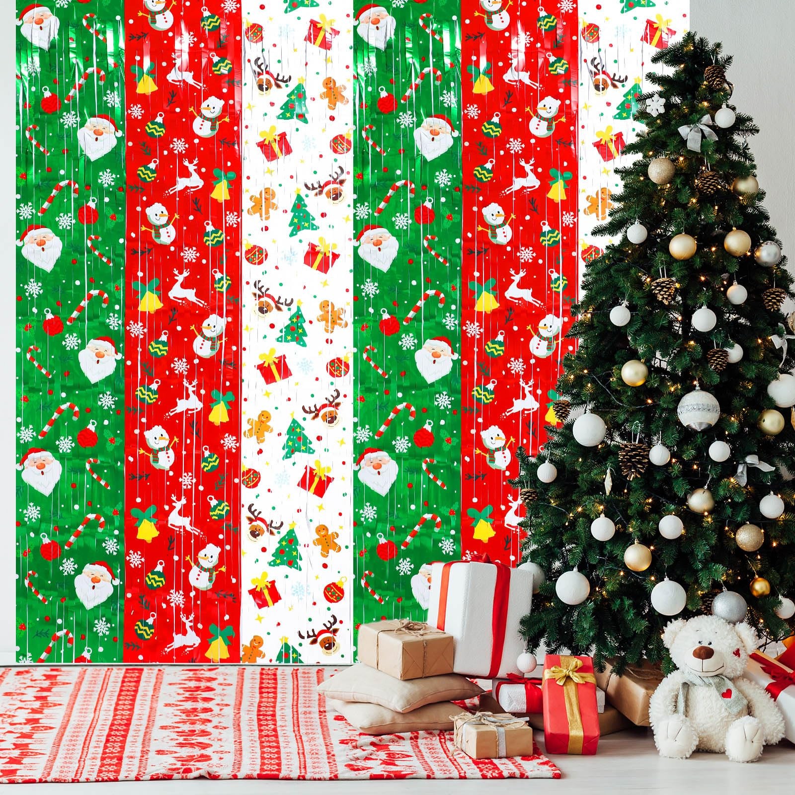 2 PCS Tinsel Foil Fringe Curtains Birthday Party Streamer Backdrop 3.3×6.6 Ft