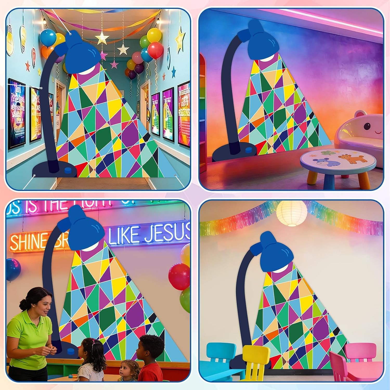 2026 Vacation Bible School Backdrop Decoration Colorful Light Station Backdrop C