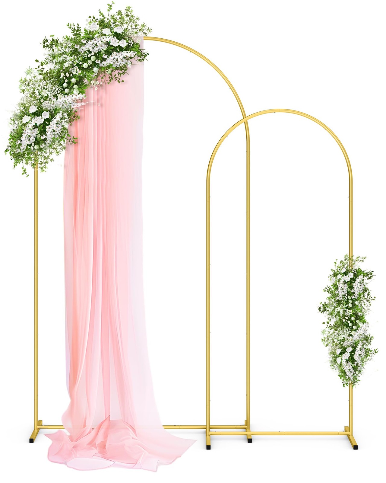 Metal Arch Backdrop Stand Set – Set of 2 (7.2ft/6.0ft), Gold Wedding Stand wi…
